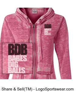 BABES DIG BALLS -- BDB BURN OUT LOGO HOODY -- BERRY Design Zoom